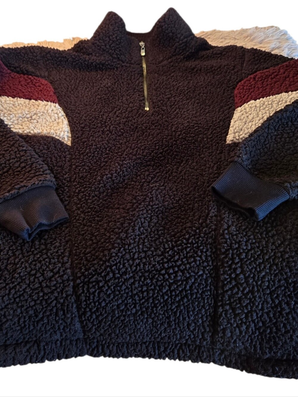 Maurices Black Fleece Quarter-Zip Pullover Size Large